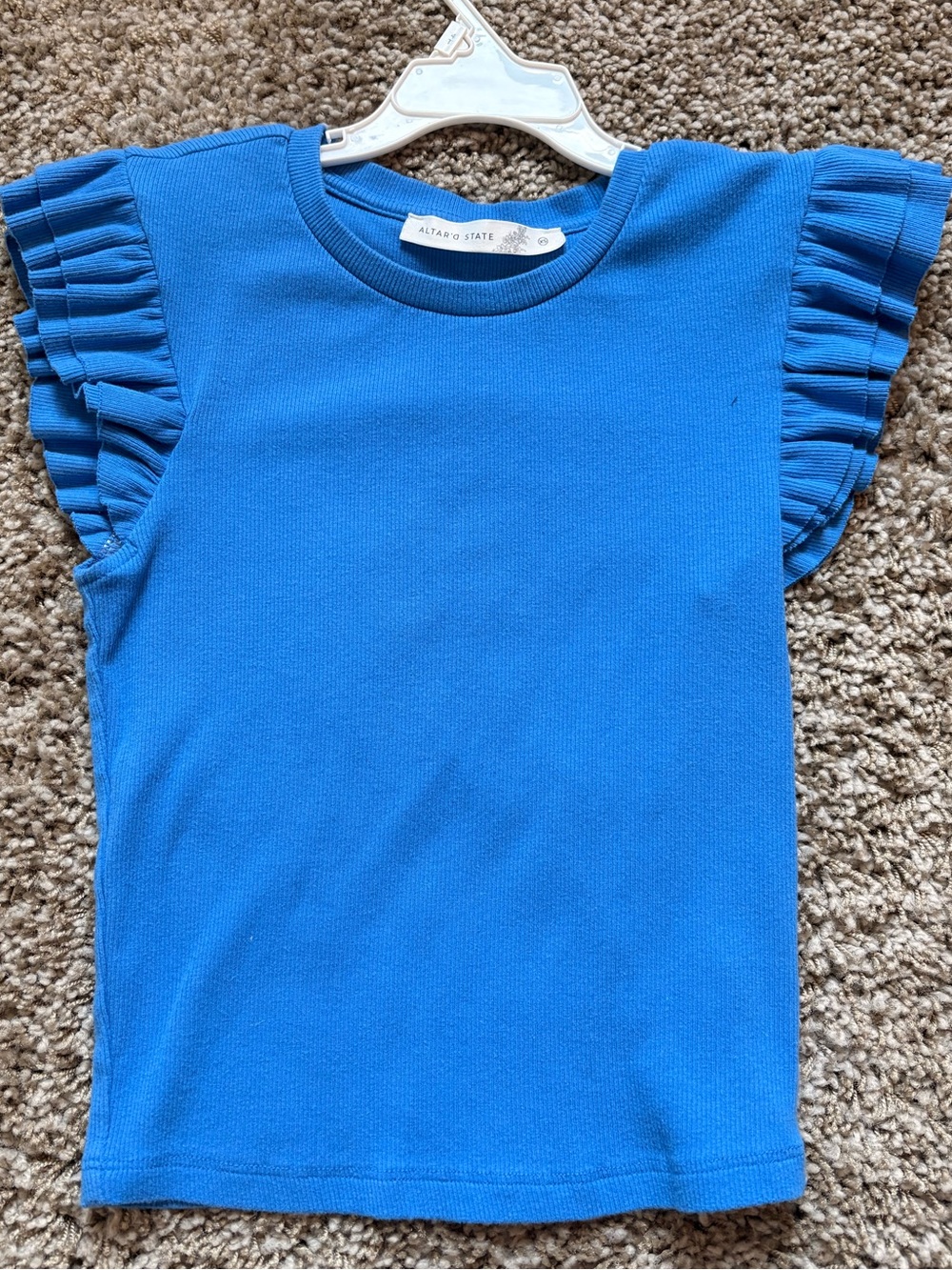 Altar’d State Blue Ruffle Top